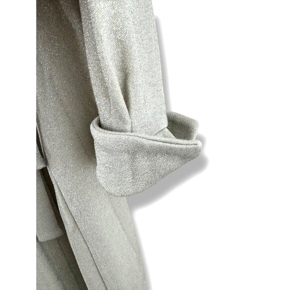 Lane Bryant Lurex Silver Sparkly Faux-Wrap Collar Midi Dress Size 22/24 3X Plus - Picture 5 of 11